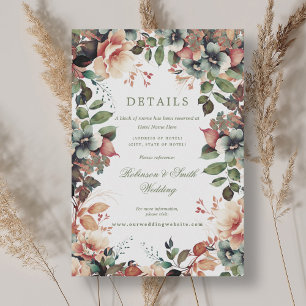 Bohemian Floral Fall Autumn Wedding Details Enclosure Card