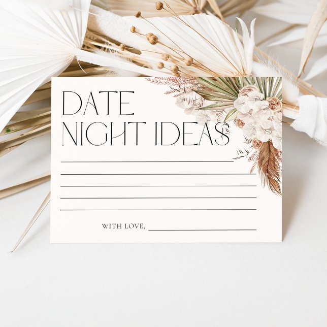 Bohemian Floral & Feathers Date Night Ideas Invitation (Creator Uploaded)