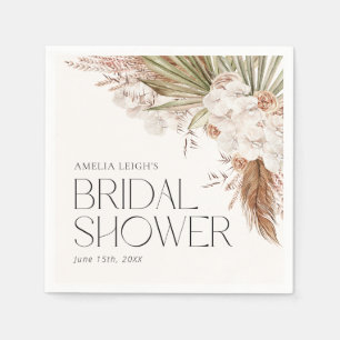 Bohemian Floral & Feathers Shower Napkin