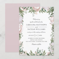 Bohemian Floral Frame Elegant Light Mauve Wedding