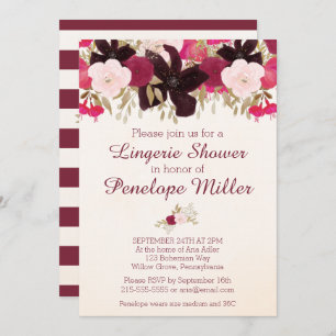 Bohemian Floral Lingerie Shower Invitation