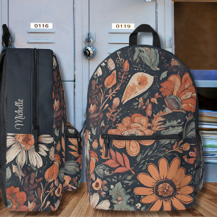 Bohemian Floral Monogram  Printed Backpack