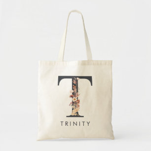 Bohemian Floral Monogram T Tote Bag