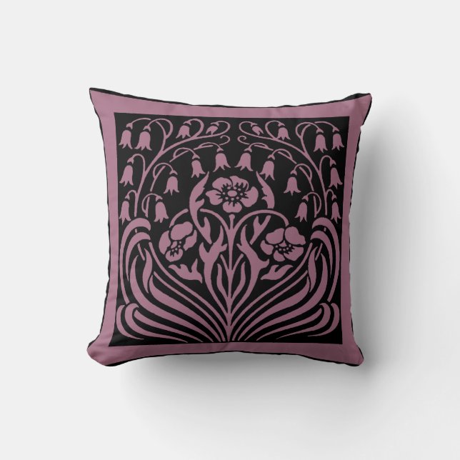 Bohemian Floral Nouveau Throw Pillow (Front)