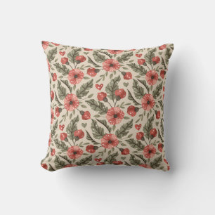 Bohemian Floral Pattern Throw Pillow