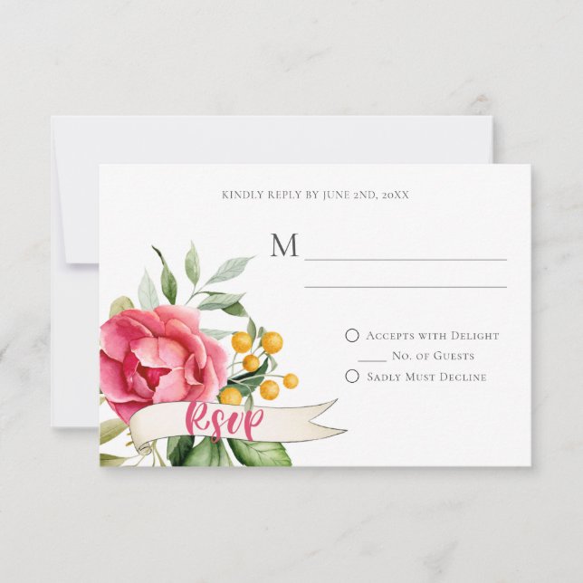 Bohemian Floral Romance RSVP Cards (Front)