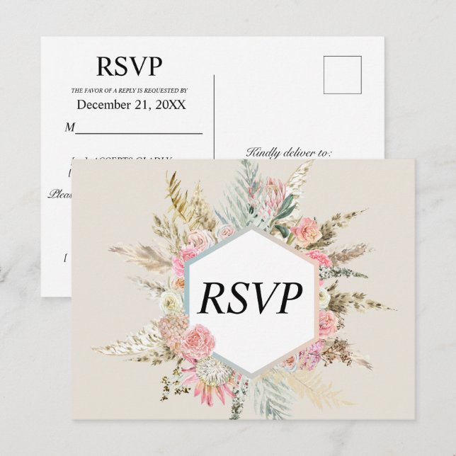 Bohemian Floral Rsvp Postcard (Front/Back)
