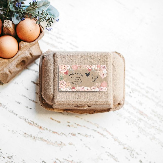 Bohemian Floral Rustic Script Egg Carton Label (Creator Uploaded)