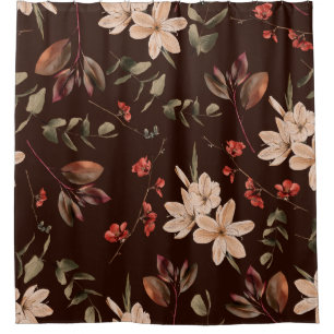 Bohemian floral seamless pattern with dark brown b