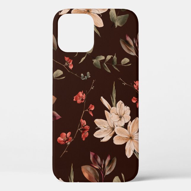 Bohemian floral seamless pattern with dark brown b Case-Mate iPhone case (Back)