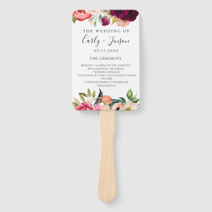 Bohemian Floral Wedding Program Hand Fans
