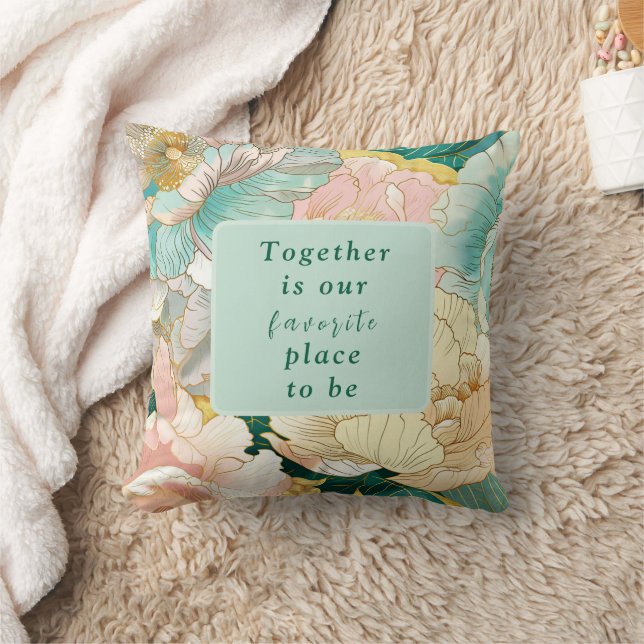 Bohemian Floral Wedding Throw Pillow (Blanket)