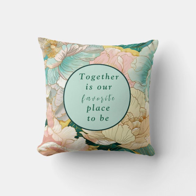 Bohemian Floral Wedding Throw Pillow (Front)