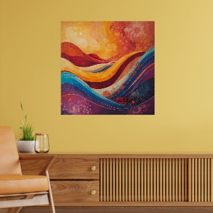 Bohemian Flow – Vibrant Wave Abstract Art Print
