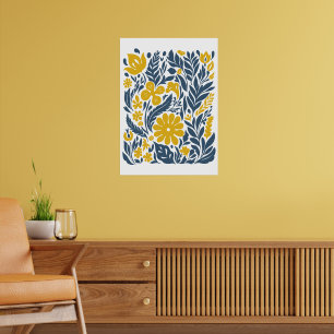 Bohemian Flower Market   Modern Abstract Leaves  Poster