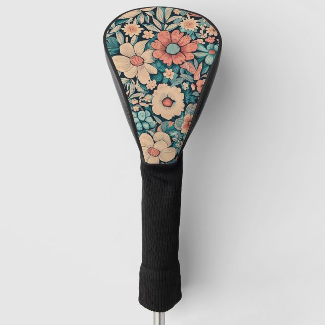 Bohemian Flower Pillow Case Golf Head Cover (Front)