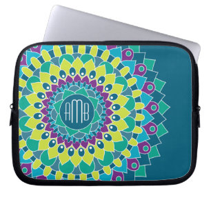Bohemian Flower with Monograms Laptop Sleeve