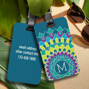 Bohemian Flower with Monograms Luggage Tag