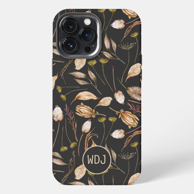 Bohemian Foliage Monogram iPhone Case (Back)