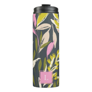 Bohemian Foliage Pattern Monogram Thermal Tumbler