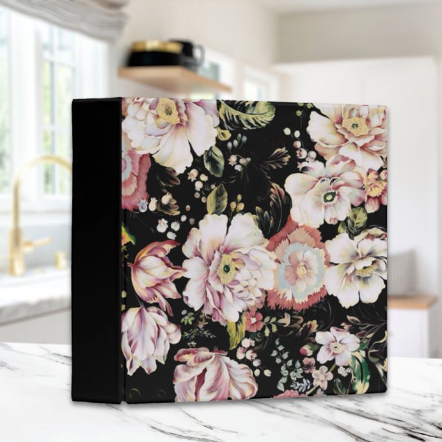 bohemian french country chic black floral binder (bohemian french country chic black floral 3 ring binder)