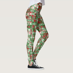 Bohemian Funky Christmas Chequerboard Pattern Leggings