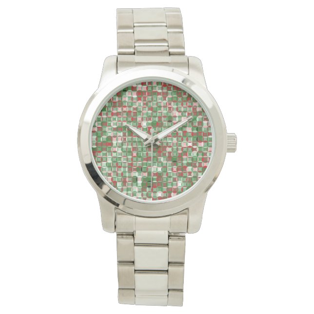 Bohemian Funky Christmas Chequerboard Pattern Watch (Front)