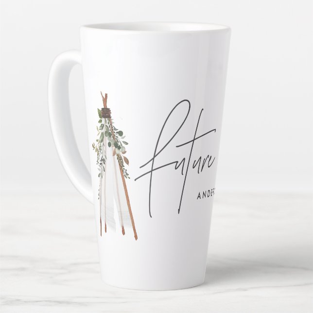 Bohemian future mrs teepee botanical contemporary latte mug (Left Angle)