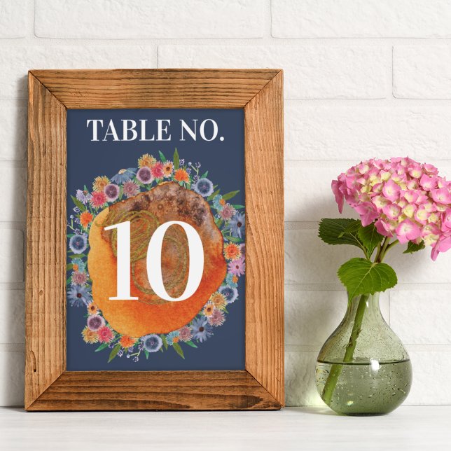 Bohemian Garden Blue Boho Wildflower Wedding Table Number (Creator Uploaded)