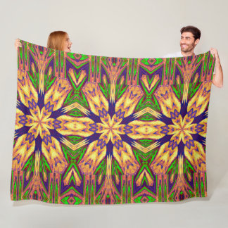Bohemian Garden Flower In Summer 3 Floral  Fleece Blanket