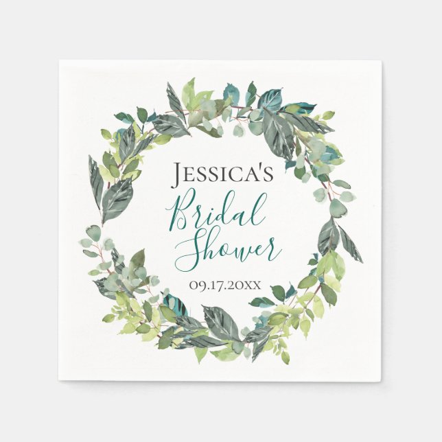 Bohemian Garden Foliage Wreath Personalized Napkin (Front)