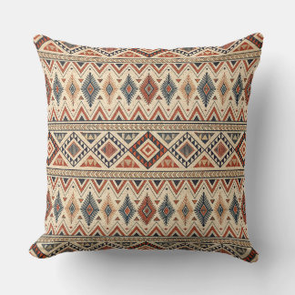 Bohemian Geometric Pattern, Tribal Inspired, Aztec Throw Pillow