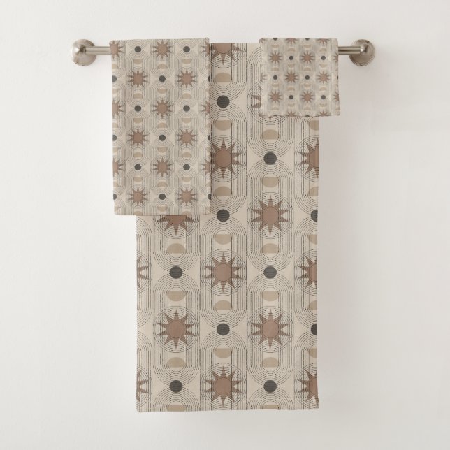 Bohemian Geometry – Vibrant Pattern Artwork Bath Towel Set (Insitu)
