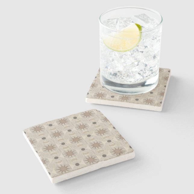 Bohemian Geometry – Vibrant Pattern Artwork Stone Coaster (Side)