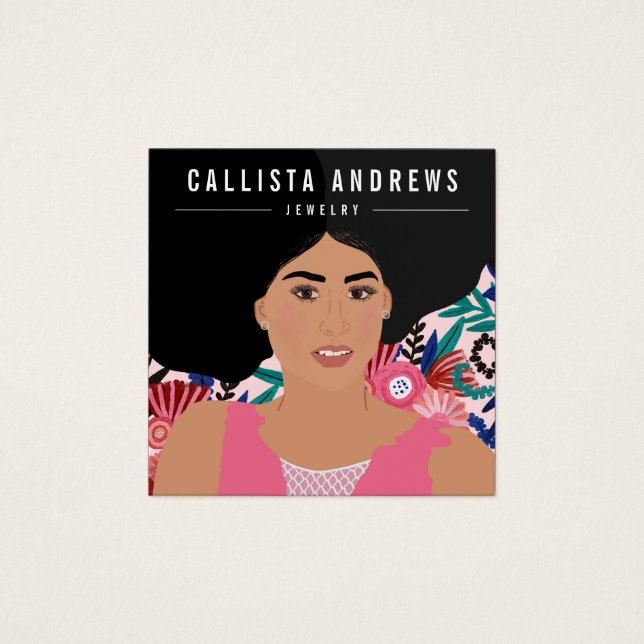 Bohemian Girl Illustration Earring Display Card (Front)