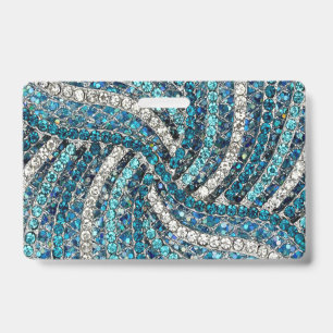 bohemian girly chic silver grey turquoise blue badge