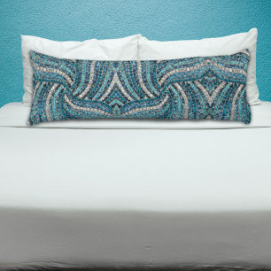 bohemian girly chic silver grey turquoise blue body pillow