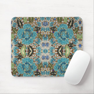 bohemian girly chic silver turquoise blue flower mouse pad