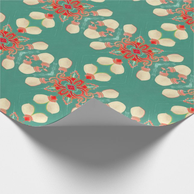 Bohemian Glam Turquoise Coral Gold Street Lights Wrapping Paper (Corner)