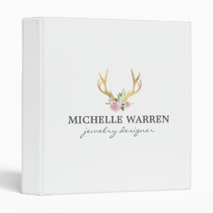 Bohemian Gold Antlers with Flowers Binder