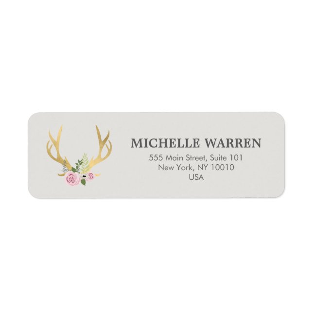 Bohemian Gold Antlers with Flowers II (Front)