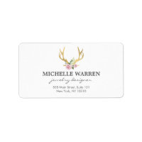 Bohemian Gold Antlers with Flowers