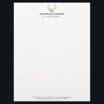 Bohemian Gold Antlers with Flowers Letterhead<br><div class="desc">Coordinates with the Bohemian Gold Antlers with Flowers Business Card Template by 1201AM. An illustration of deer antlers in faux metallic gold is combined with a bouquet of flowers to provide a bohemian aesthetic on this personalized letterhead. This design is part of a series of coordinating office supplies to help...</div>