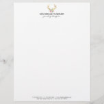 Bohemian Gold Antlers with Flowers Letterhead<br><div class="desc">Coordinates with the Bohemian Gold Antlers with Flowers Business Card Template by 1201AM. An illustration of deer antlers in faux metallic gold is combined with a bouquet of flowers to provide a bohemian aesthetic on this personalized letterhead. This design is part of a series of coordinating office supplies to help...</div>