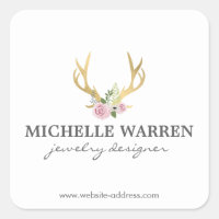 Bohemian Gold Antlers with Flowers Personlized