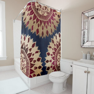 Bohemian Gold Navy Burgundy Hand Drawn Mandala