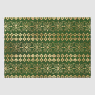 Bohemian Green and Gold Foil Peacok Pattern Tissue Paper