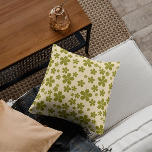 Bohemian Green Floral Tropical Whimsical Summer Throw Pillow