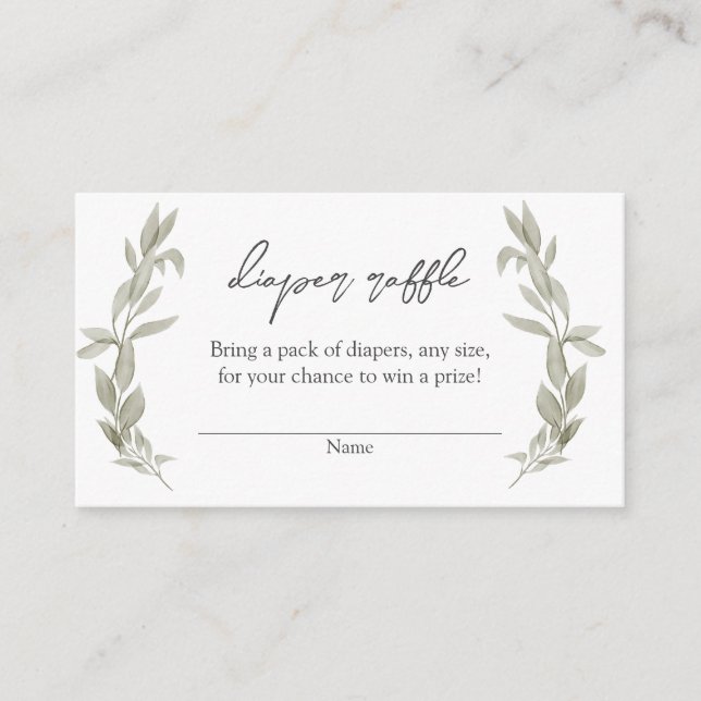 Bohemian Greenery Baby Shower Diaper Raffle Insert (Front)