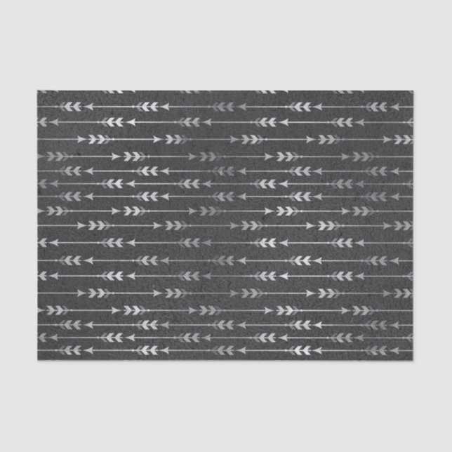 Bohemian Grey Arrow Stripe Abstract Style Tissue Paper (Front)